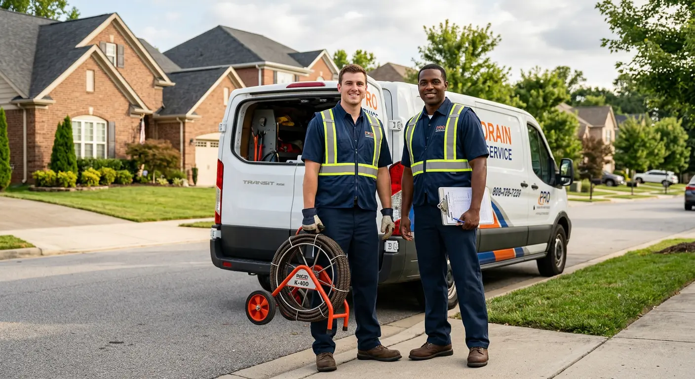 Sewer and drain service team with equipment ready for work in Mandan